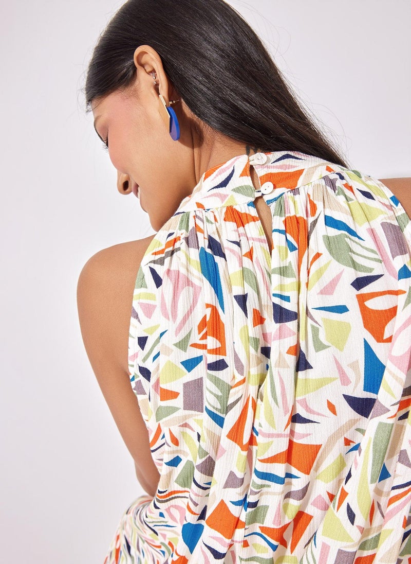 The Label Life Terrazzo Graphic Print Gathered Dress - Image 5