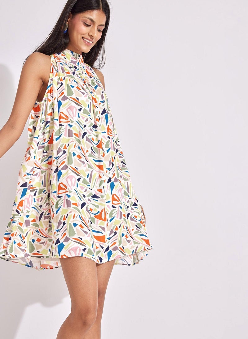 The Label Life Terrazzo Graphic Print Gathered Dress - Image 4