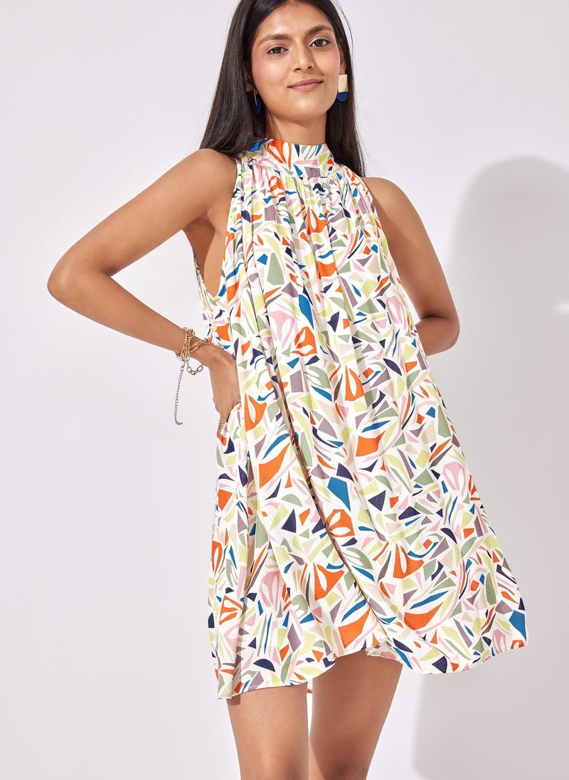 The Label Life Terrazzo Graphic Print Gathered Dress - Image 2