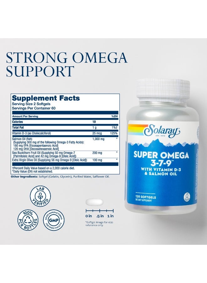 Solaray - Super Omega 3-7-9 Cardiovascular Support 120 Softgels - Image 1