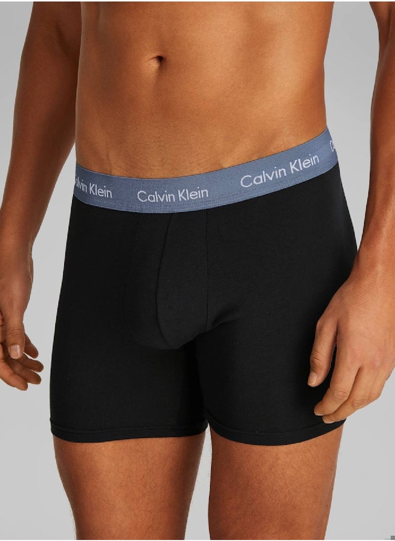 CALVIN KLEIN Men's  3 Pack Boxer Briefs - Cotton, Multicolour  - Image 4