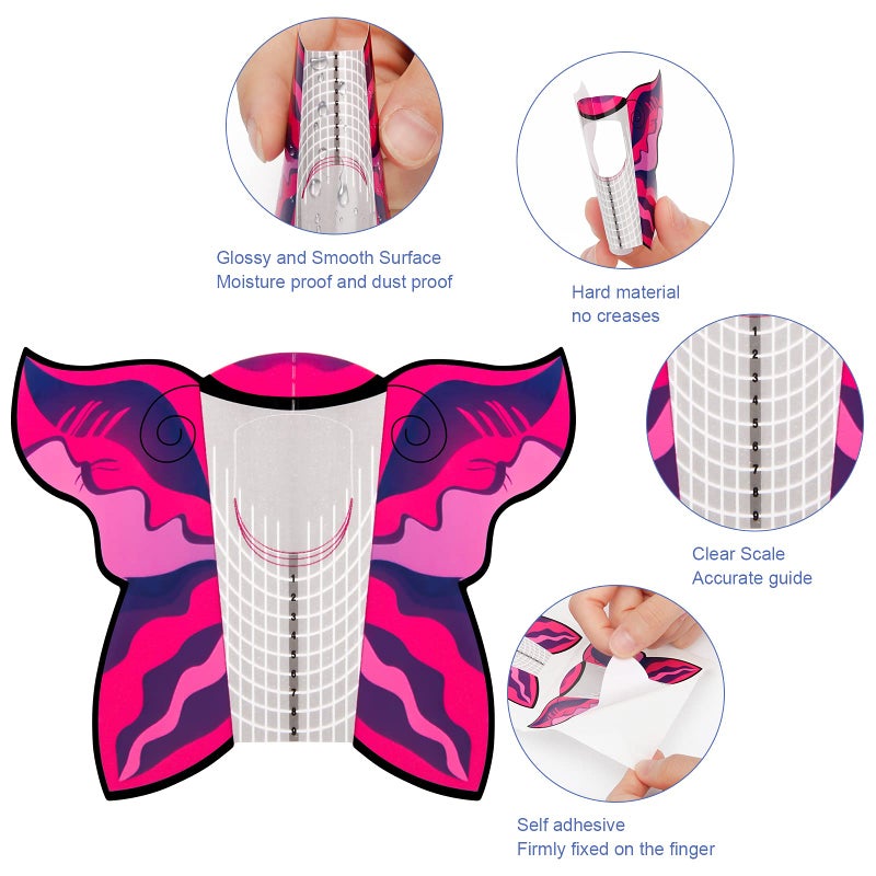 Ahier أشكال أظافر جل ذاتية اللصق على شكل فراشة AHIER - 100 قطعة أداة DIY أكريليك لملصقات دليل جل UV - Image 2