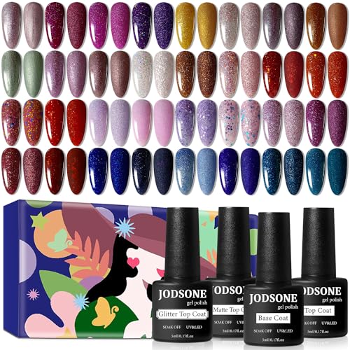 JODSONE Gel Nail Polish Shiny High Gloss Surface Strengthening Glitter Minimalistic Artistic Creation Starter Set 36 Pieces - Image 1