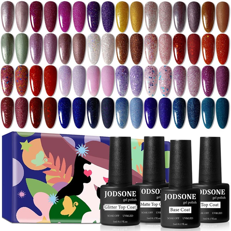 JODSONE Gel Nail Polish Shiny High Gloss Surface Strengthening Glitter Minimalistic Artistic Creation Starter Set 36 Pieces - Image 2