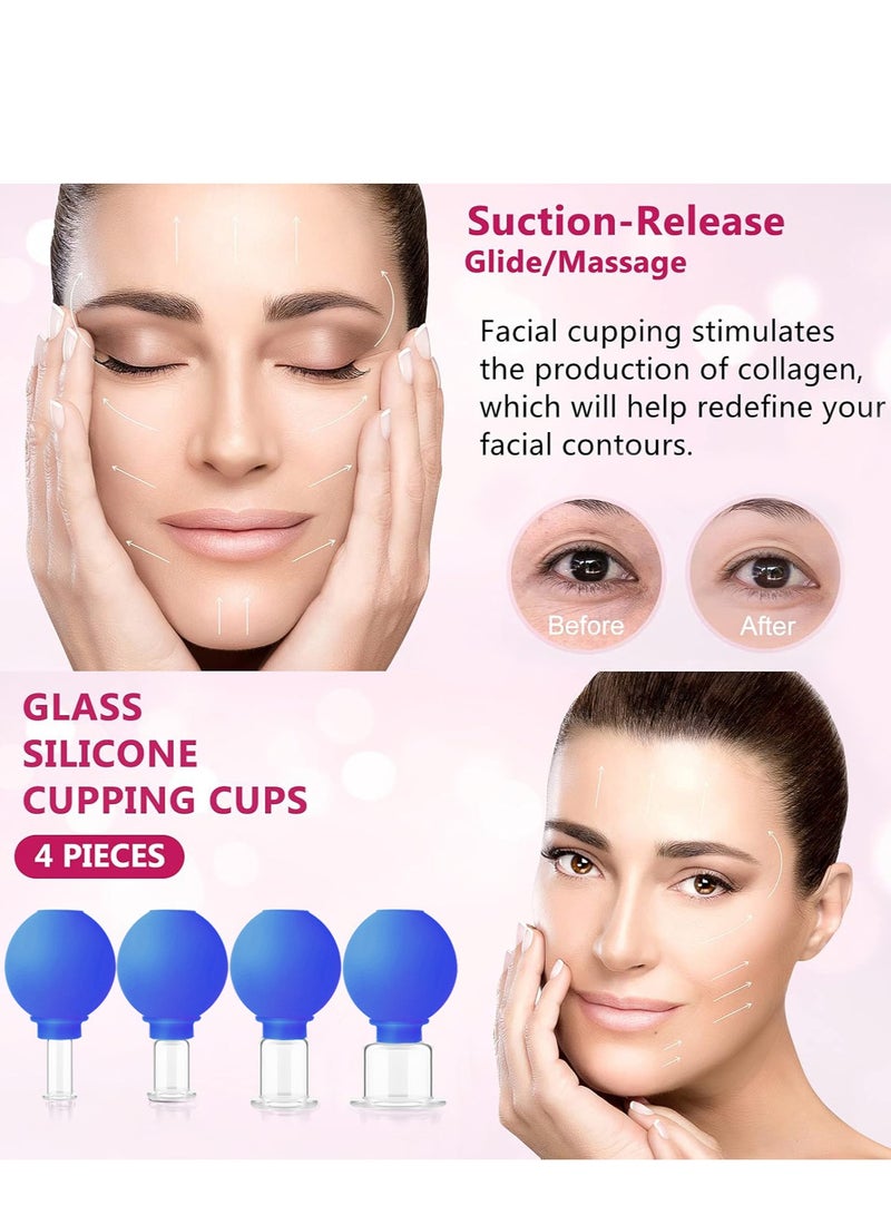 Cohoo Home 4 PCS Glass Facial Cupping Set, Cupping Therapy Set For Face,Body, Face Massage Kit For Anti Cellulite, Anti Wrinkle and Instantly Ageless Skin for Eyes, Face and Body - Image 2
