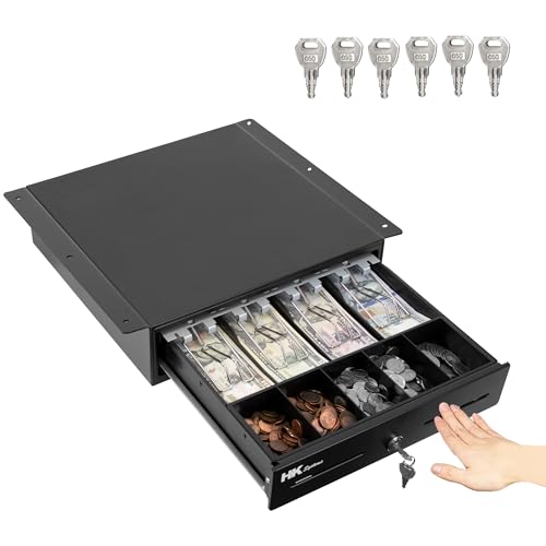 HK SYSTEMS 13" Heavy Duty Black "Push" Open Cash Drawer, 4B5C with Under Counter Mounting Metal bracket - Image 2