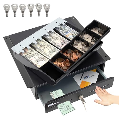 HK SYSTEMS 13" Heavy Duty Black "Push" Open Cash Drawer, 4B5C with Under Counter Mounting Metal bracket - Image 3