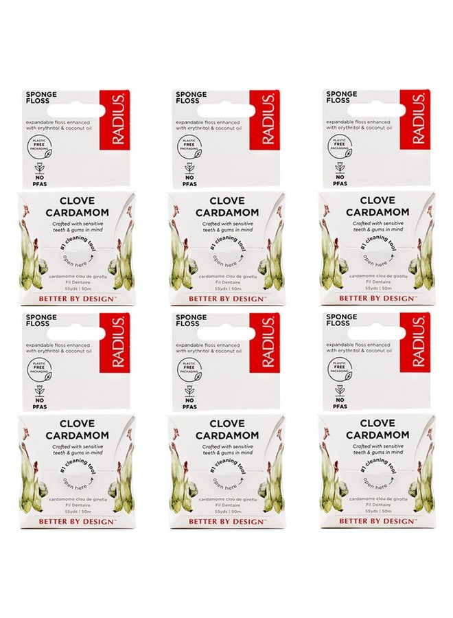 Clove Cardamom Dental Floss 55 Yards Vegan & Non-Toxic Oral Care Boost & Designed To Help Fight Plaque Clear - Pack Of 6