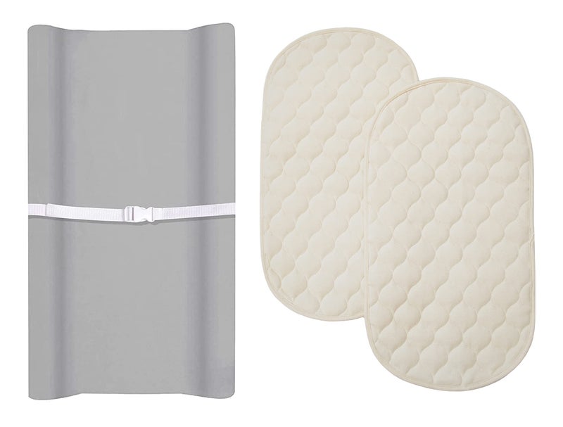 American Baby Company American Baby Company Changing Table Set a 100 Organic Cotton Fitted Contoured Changing Table Pad Cover and a 2 Pack Changing Table Pads Made with Organic Cotton Top Layer Gray for Boys and Girls
