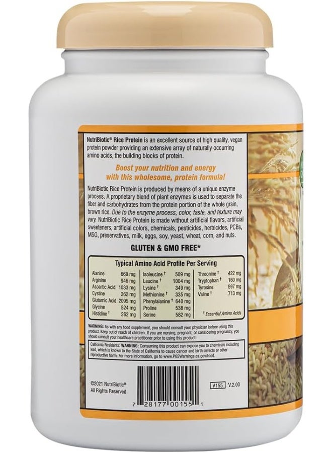 NutriBiotic, Raw Rice Protein, Vanilla, 1 lb 5 oz (600 g) - Image 2