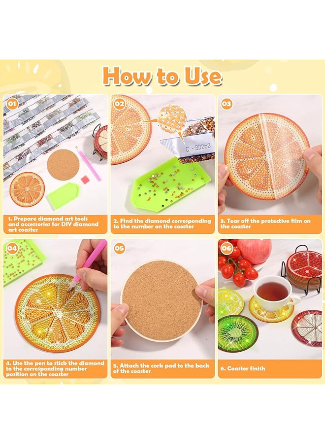إيروريكس مجموعة من 12 قطعة من لوحات الرسم الماسي مع حامل لوحات الرسم الماسي المصنوعة يدويًا من الماس مجموعة من النقاط الماسية للبالغين والمبتدئين على شكل فواكه - Image 5