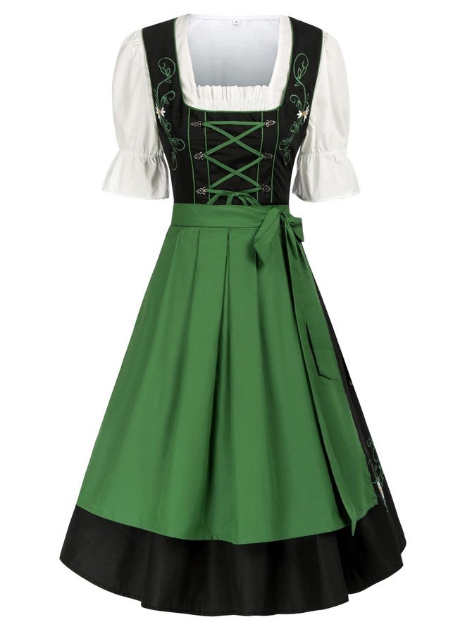 JASAMBAC Dirndl Dresses Women, 3 Piece Oktoberfest Costumes, German Bavarian Dress for Halloween Carnival, Black-green, L - Image 1