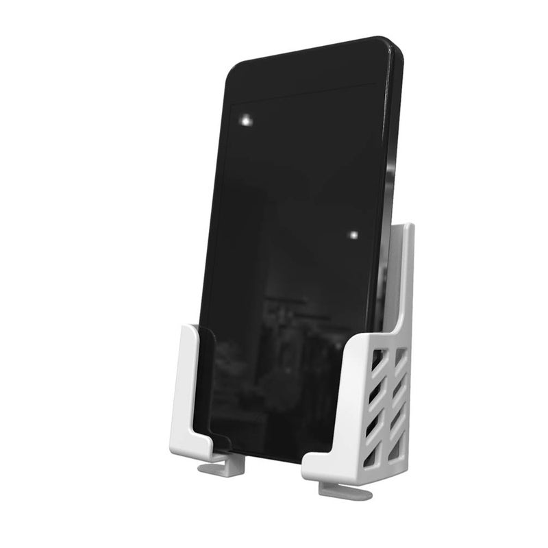 Wall Mount Phone Tablet Holder Double Slot Storage Stand Black - Image 3