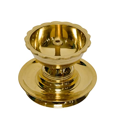 Bhimonee Decor | Pure Brass Akhand Diya | Handcrafted in India | Ideal for Return Gifts for Pooja | Elegant Diya for Pooja | Perfect Diyas for Home Decoration | Dimensions: 2.5 Inches | Single Piece - Image 3