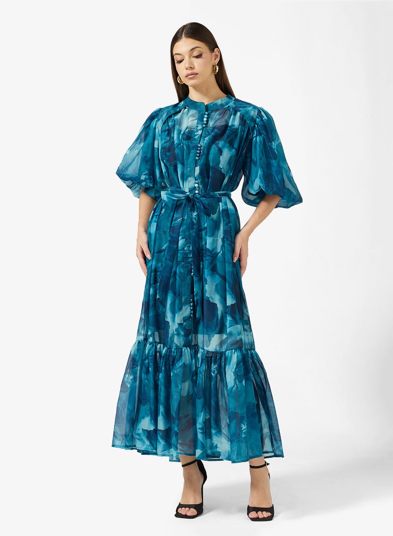 ايلا فستان مطبوع بأكمام منفوشة - Image 4