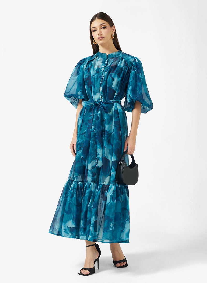 ايلا فستان مطبوع بأكمام منفوشة - Image 1