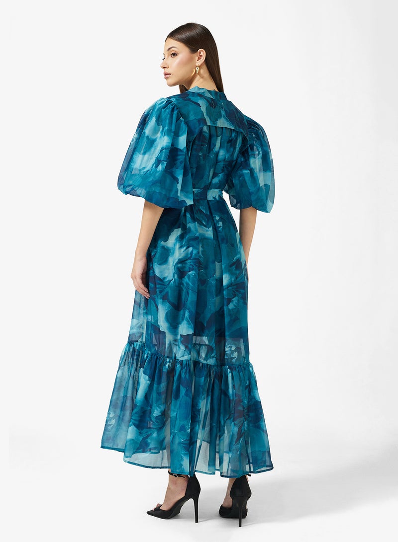 ايلا فستان مطبوع بأكمام منفوشة - Image 2