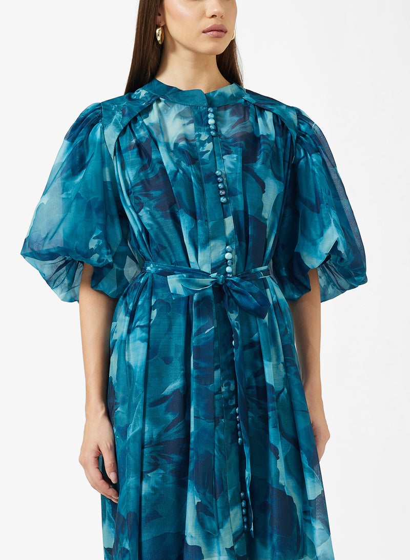 ايلا فستان مطبوع بأكمام منفوشة - Image 3