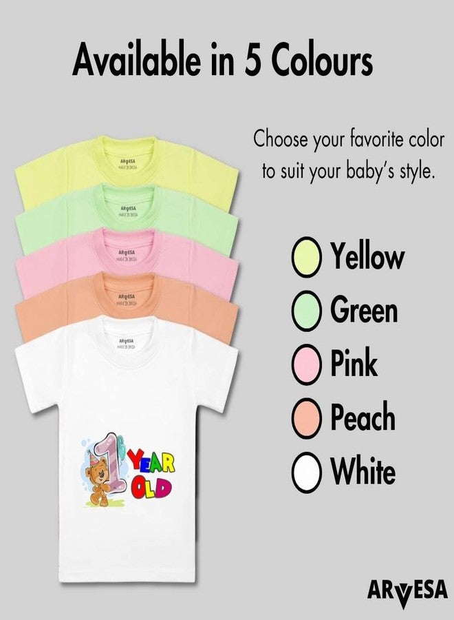 ARVESA One Year Birthday TS-79 Baby Tshirt for Kids Boys & Girls Half Sleeves Round Neck Clothes Tshirt for Kids Boys 1 Months to 6 Years Dress Pink - Image 4