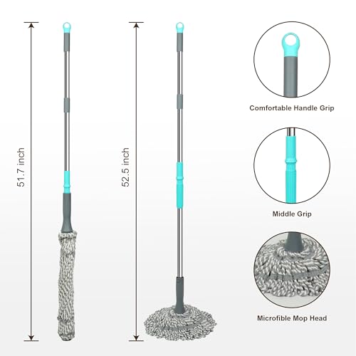 Kickleen Self Wringing Mop Easy Squeeze Twist Mop with 525 Inch Long Handle Heavy Duty for Hardwood Tile Vinyl Laminate Floors Gray - Image 5