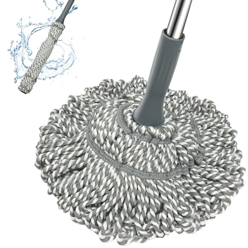 Kickleen Self Wringing Mop Easy Squeeze Twist Mop with 525 Inch Long Handle Heavy Duty for Hardwood Tile Vinyl Laminate Floors Gray - Image 2