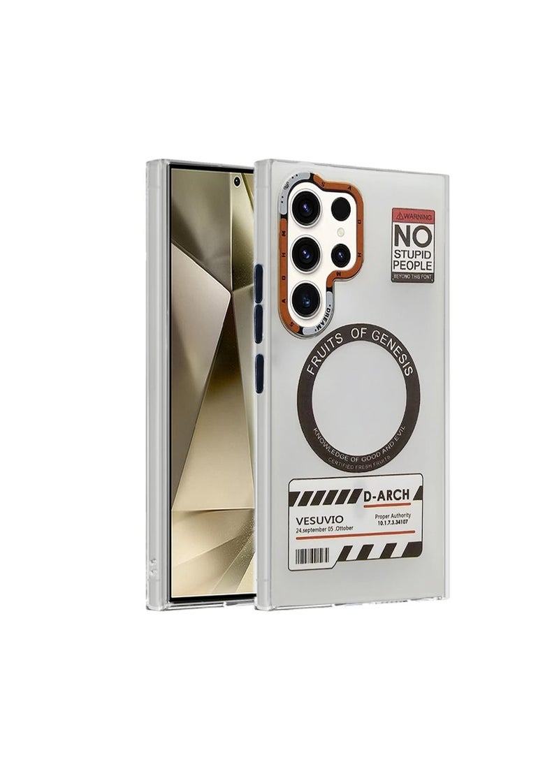 Techie Aesthetic Fruits of Genesis Translucent TPU Magnetic Magsafe Case with Raised Camera Lens Protector for Samsung Galaxy S24 Ultra - White - Image 1