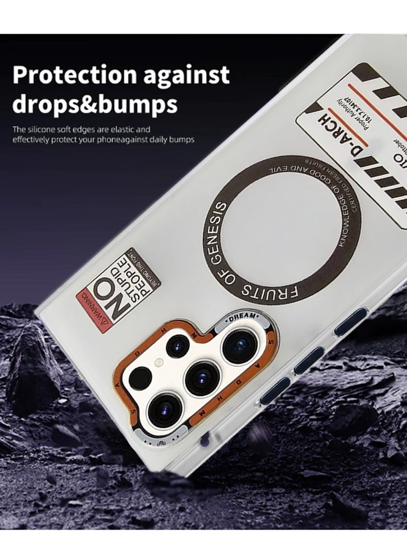 Techie Aesthetic Fruits of Genesis Translucent TPU Magnetic Magsafe Case with Raised Camera Lens Protector for Samsung Galaxy S24 Ultra - White - Image 3