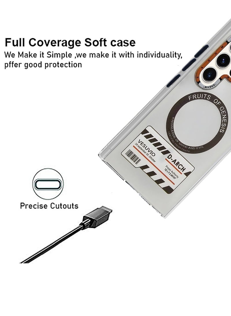 Techie Aesthetic Fruits of Genesis Translucent TPU Magnetic Magsafe Case with Raised Camera Lens Protector for Samsung Galaxy S24 Ultra - White - Image 5