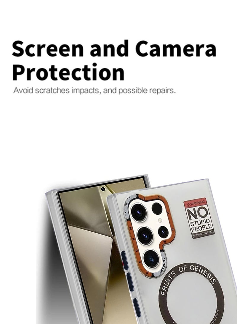 Techie Aesthetic Fruits of Genesis Translucent TPU Magnetic Magsafe Case with Raised Camera Lens Protector for Samsung Galaxy S24 Ultra - White - Image 4