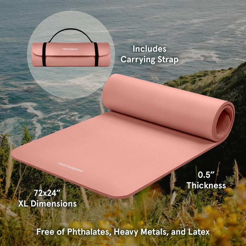 Retrospec Solana Yoga Mat 1/2" Thick w/Nylon Strap for Men & Women - Non Slip Excercise Mat for Yoga, Pilates, Stretching, Floor & Fitness Workouts - Image 2