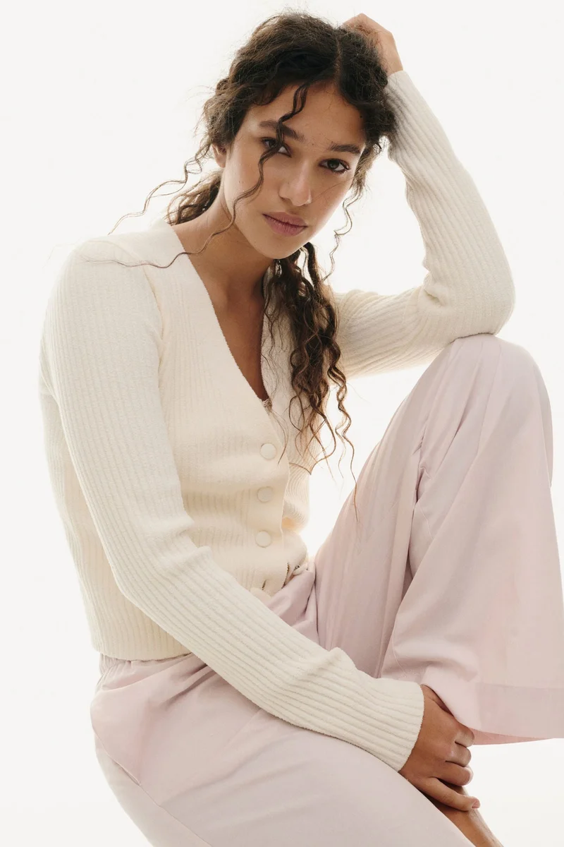 اتش اند ام بنطلون من قماش بوبلين قطني