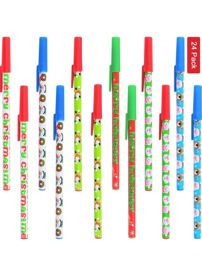Sunshane 24 Pieces Christmas Stick Pens Set Holiday Ballpoint Pens For Christmas Home Decor Party Gift (Color Set 1) - Image 1