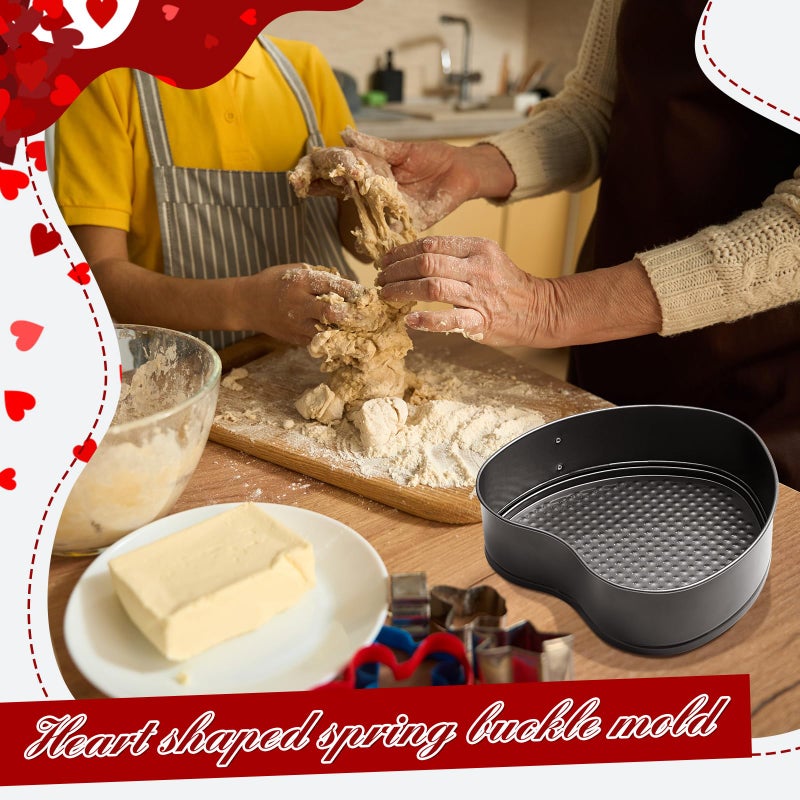 Tioncy 9 Inch Heart Shaped Springform Pan Black Heart Nonstick Cake Mold Cheesecake Pan with a Detachable Bottom for Quick Release, Carbon Steel Bakeware for Valentine Wedding Birthday Anniversary - Image 4