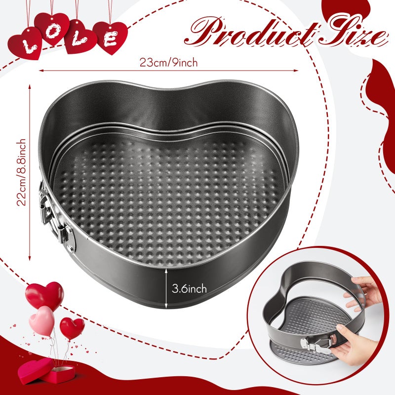 Tioncy 9 Inch Heart Shaped Springform Pan Black Heart Nonstick Cake Mold Cheesecake Pan with a Detachable Bottom for Quick Release, Carbon Steel Bakeware for Valentine Wedding Birthday Anniversary - Image 2