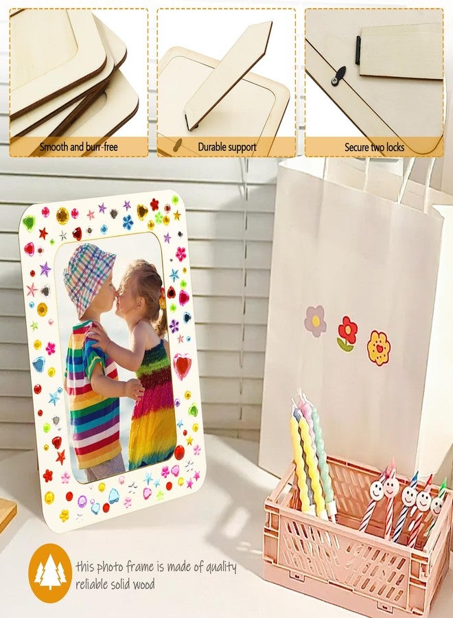 RYKOMO 30 Pack Wooden Picture Frames for Crafts, Wooden Frames for 4 x 6 Photos, Unfinished Wood Frame for Thanksgiving Christmas Gift Halloween Party Decorate DIY Art Projects - Image 3