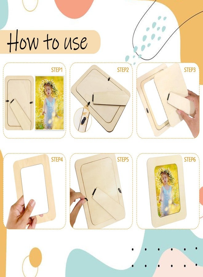 RYKOMO 30 Pack Wooden Picture Frames for Crafts, Wooden Frames for 4 x 6 Photos, Unfinished Wood Frame for Thanksgiving Christmas Gift Halloween Party Decorate DIY Art Projects - Image 5