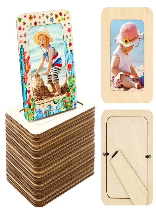 RYKOMO 30 Pack Wooden Picture Frames for Crafts, Wooden Frames for 4 x 6 Photos, Unfinished Wood Frame for Thanksgiving Christmas Gift Halloween Party Decorate DIY Art Projects - Image 1