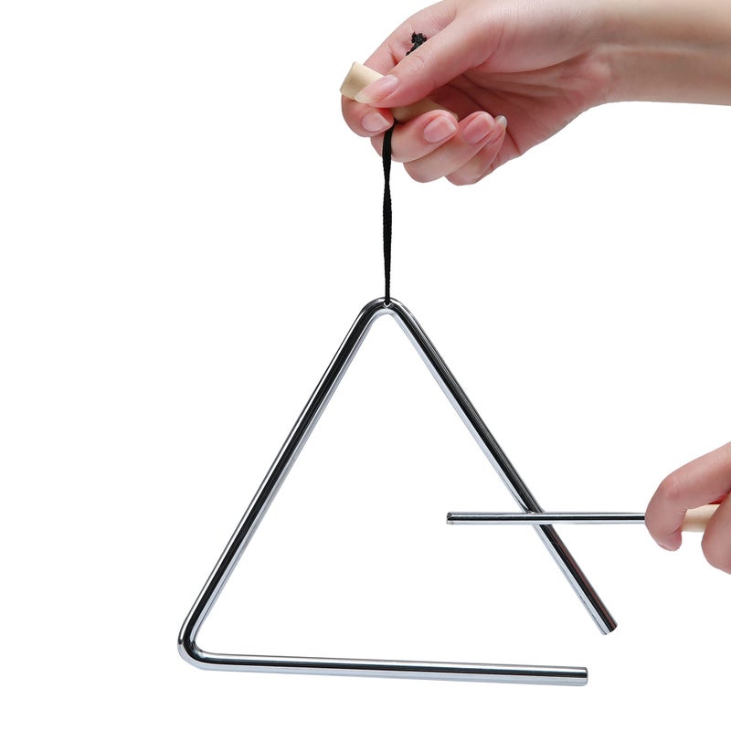 Mihey 7 Inch Musical Triangle Instrument, Steel Triangle Percussion Bell With Striker - Image 2