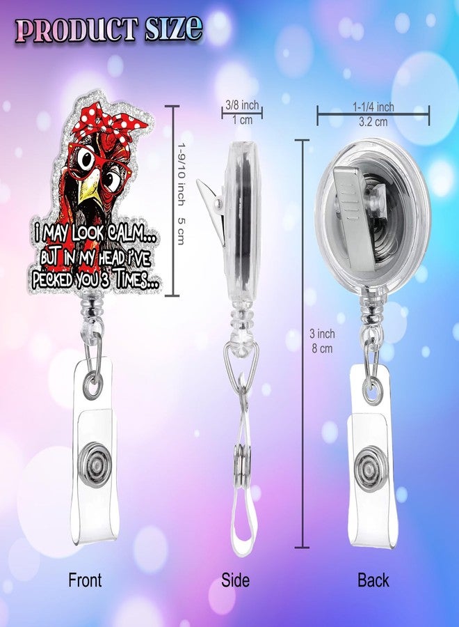 963RW Chicken Badge Reel, Funny Chicken Badge Reels Retractable with ID Clip, Badge Holder Name Badge Accessories, Cute Animal Pediatric Decorative for Nursing Nurse Teacher Student - Image 2