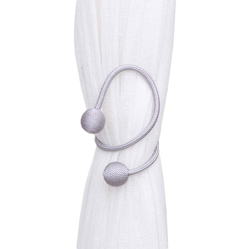 NYDECOR Curtain Tiebacks Drapery Holdbacks Window Drape Holder Weave Rope Clips for Home Office Sheer Blackout Panels 1 Pair Silver Gray