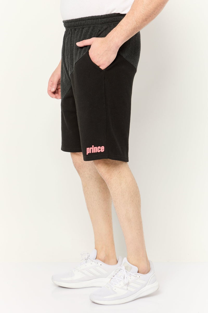 Prince Men Drawstring Two Tone Basic Shorts, Black - Image 3