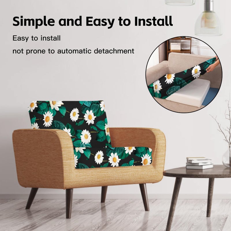 MRGSDL 8Pcs Patio Cushion Covers,Outdoor Cushions Covers,Stretch Cushion Covers Replacement, Washable and Reusable Furniture Protectors(Daisy) - Image 5