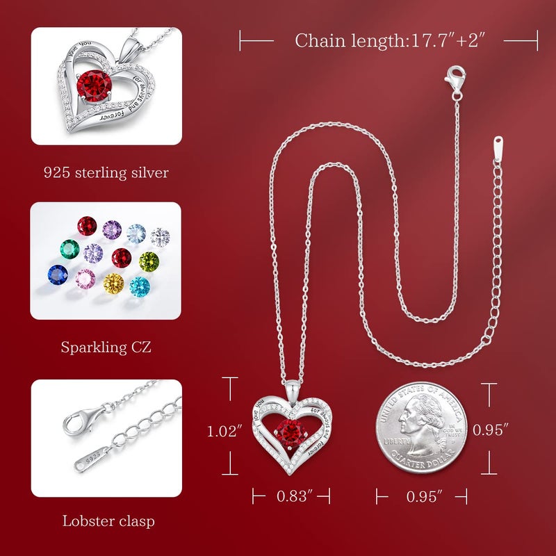CDE Forever Love Heart Necklaces for Women, Wedding Anniversary, Birthday Gift for Wife, S925 Silver Jewelry with Birthstone Pendant - Image 5