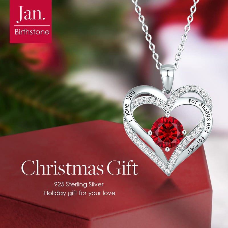 CDE Forever Love Heart Necklaces for Women, Wedding Anniversary, Birthday Gift for Wife, S925 Silver Jewelry with Birthstone Pendant - Image 3