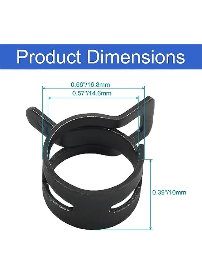 20 Pcs 0.59 Inch ID Spring Band Type Clamps, 15mm Fuel Hose Clamps Fasteners, Black Spring Hose Clip for Fuel Hose Line Water Pipe Air Tube Hose  - Image 1