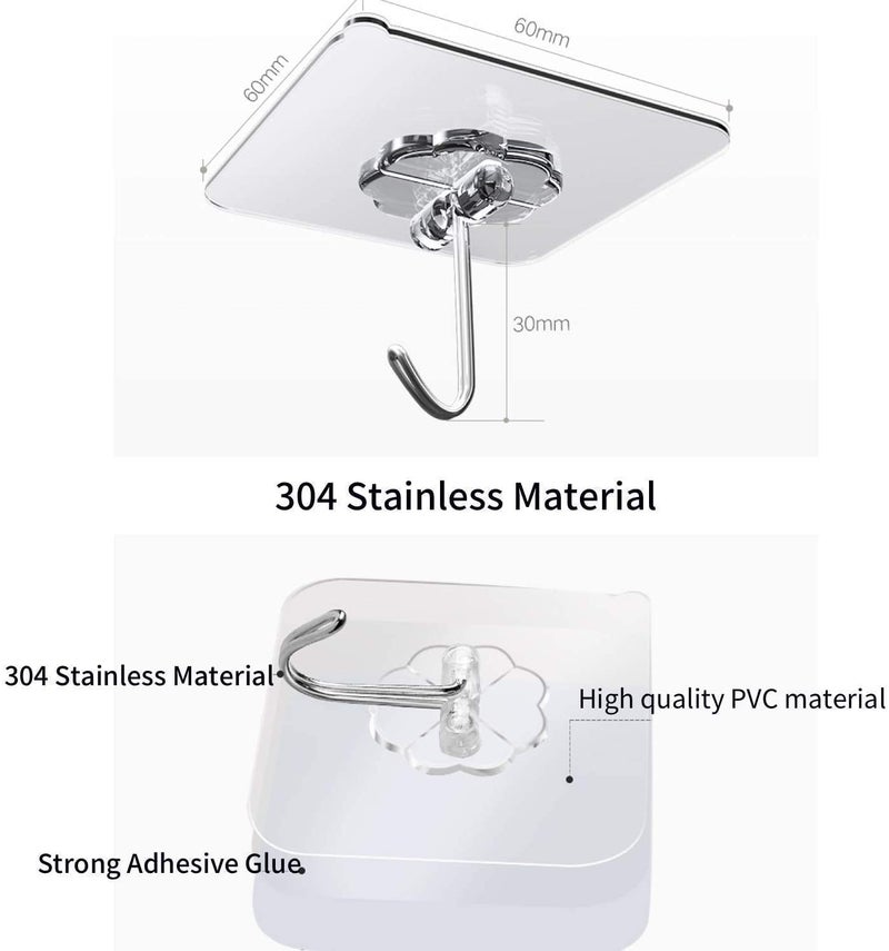 ikis ikis Wall Hooks for Hanging Strong Sticker Sticky Heavy Duty Home Kitchen Bathroom Key Frame Holders Pack of 10 Metal Silver  - Image 3