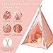 RONGFA Teepee Tent for Kids with Mat Star Lights Carry Case Cotton Canvas Playhouse Foldable Tents Portable Children Play Tent Indoor Outdoor Pink - Image 3