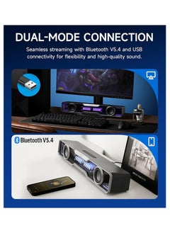 EDIFIER Edifier QS30 Multimedia Soundbar, Dynamic Lighting, Bluetooth V5.4, Enhanced Bass, Built-in Microphone, Various Sound Effects, Speakers with USB for Desktop PC Laptop Tablet - Black  - Image 4