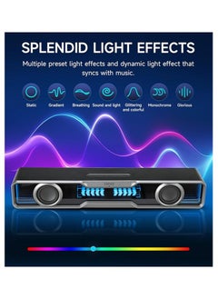 EDIFIER Edifier QS30 Multimedia Soundbar, Dynamic Lighting, Bluetooth V5.4, Enhanced Bass, Built-in Microphone, Various Sound Effects, Speakers with USB for Desktop PC Laptop Tablet - Black  - Image 3