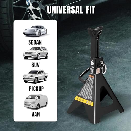 Big RED AT46002ABR Torin Double Locking Steel Jack Stands, 2 Pack, 6 Ton (12,000 lb), Black - Image 2